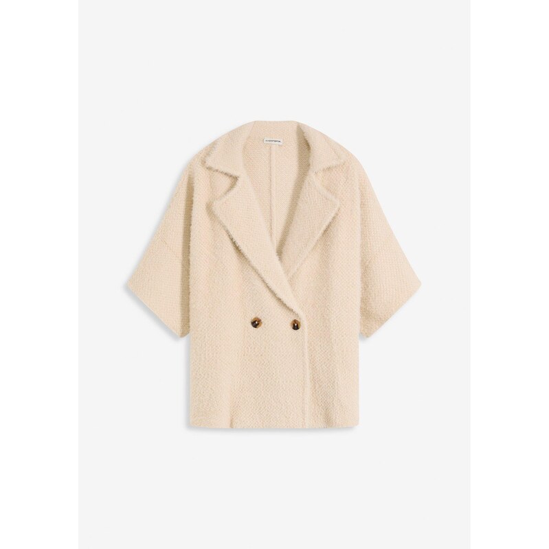 bonprix Pletený sveter s pierkovým vláknom, farba béžová 65431993