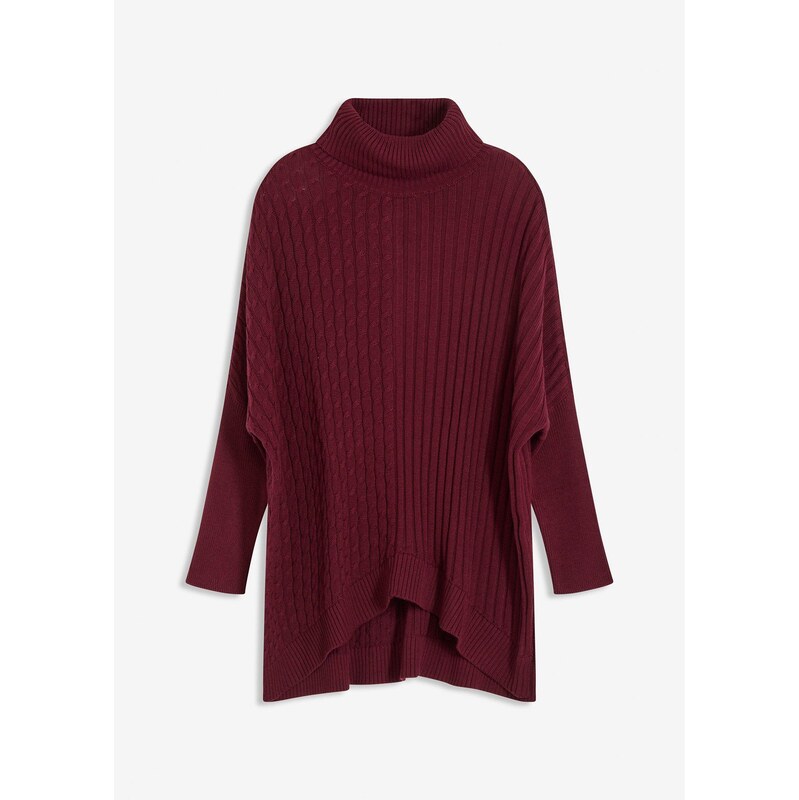 bonprix Oversize-pulóver, pončo, farba červená 65431994