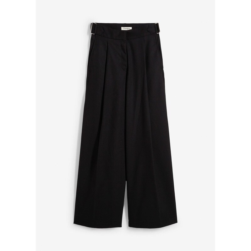 bonprix Nohavice s bočnými sponami, z viskózového mixu, farba čierna 65432045