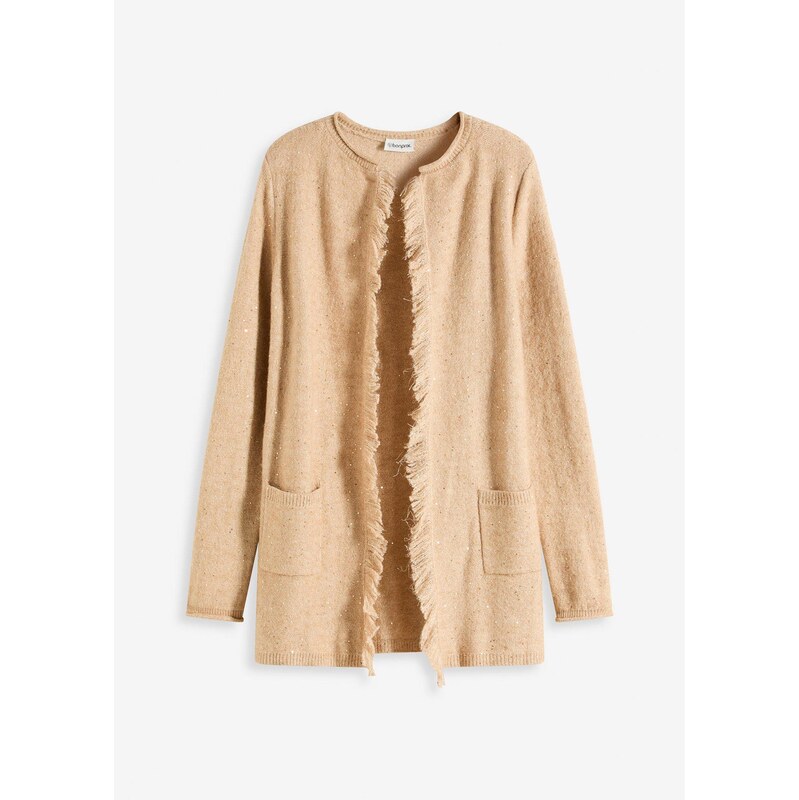 bonprix Pletený kabát, krátky, s flitrami a lesklým vláknom, farba 66023131