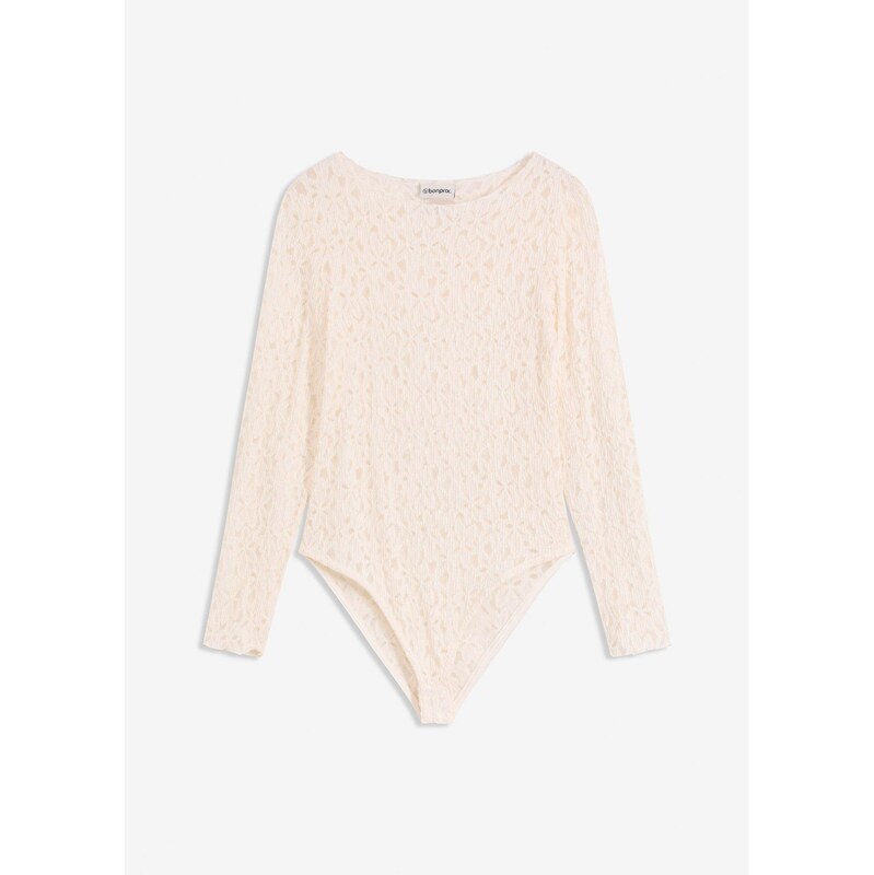 bonprix Čipkované body s mäkkým povrchom, farba biela 65432052