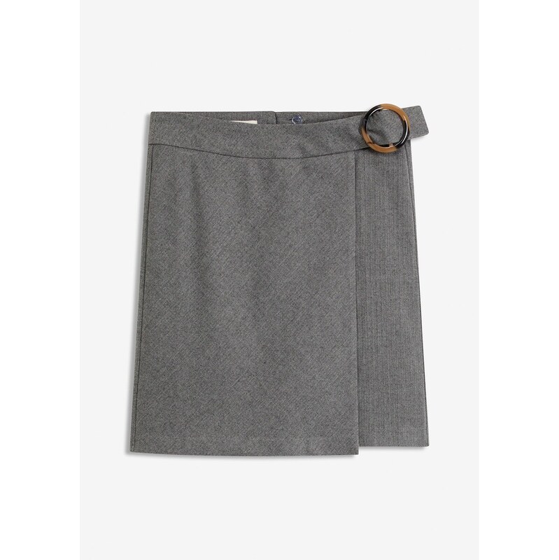 bonprix Sukňa so zavinovacím efektom, farba šedá 65862120