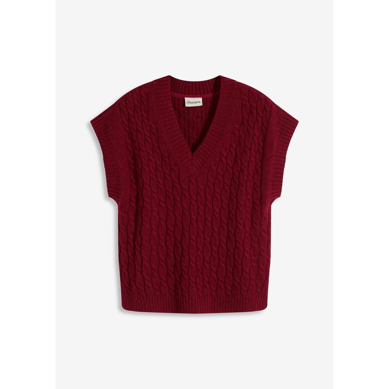 bonprix Pletená vesta so štruktúrou, farba červená 65432078
