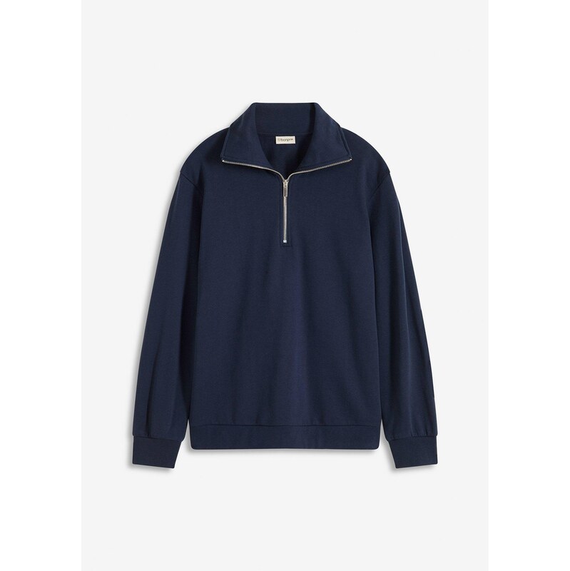 bonprix Oversize-mikina so zipsom, farba modrá 65432085