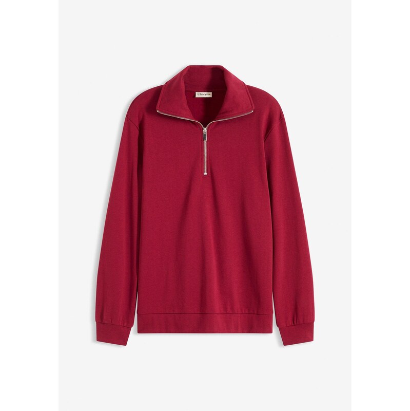 bonprix Oversize-mikina so zipsom, farba červená 65432086