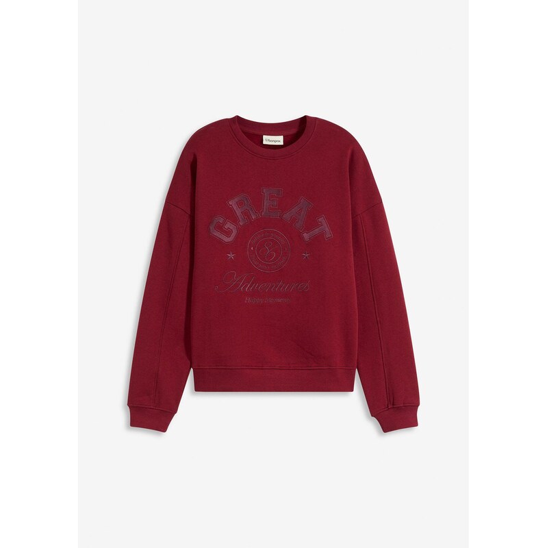 bonprix Mikina, oversize z čistej bavlny, farba červená 65432100