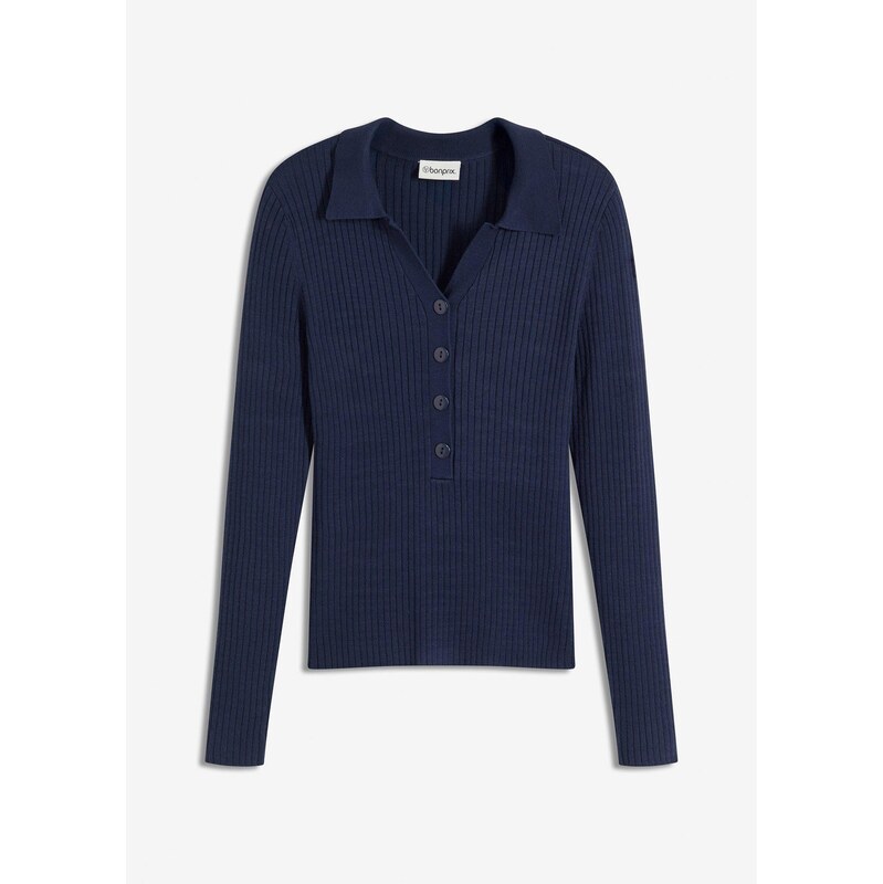 bonprix Jemne pletený pulóver z jemného viskózového mixu, farba modrá 65432119