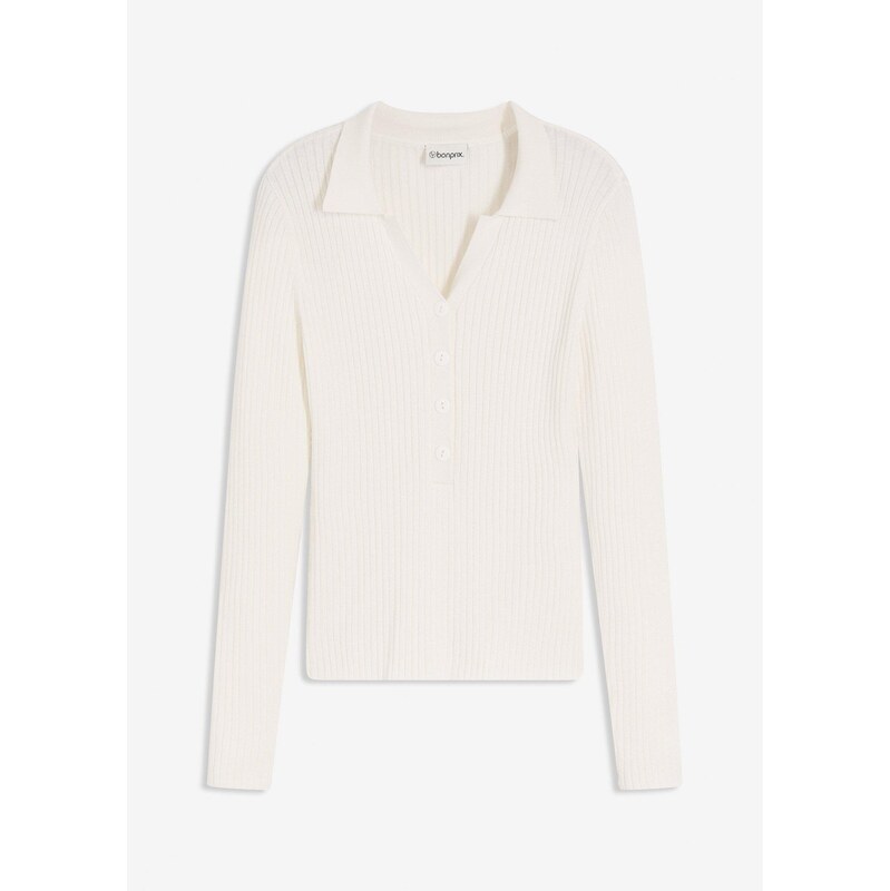 bonprix Jemne pletený pulóver z jemného viskózového mixu, farba biela 65432120