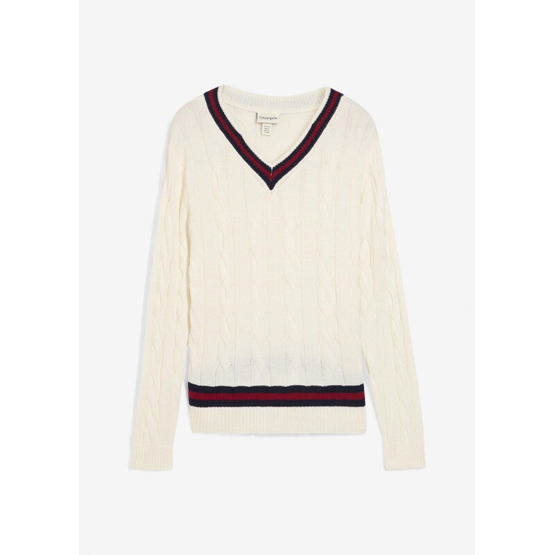 bonprix Jemne pletený pulóver s kašmírom, farba biela 65432137