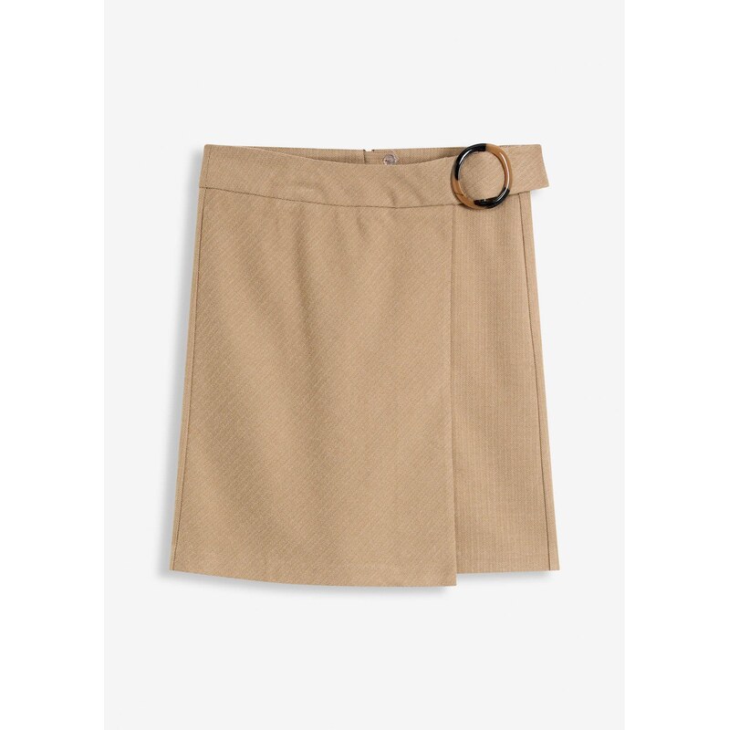 bonprix Sukňa so zavinovacím efektom, farba hnedá 65432223