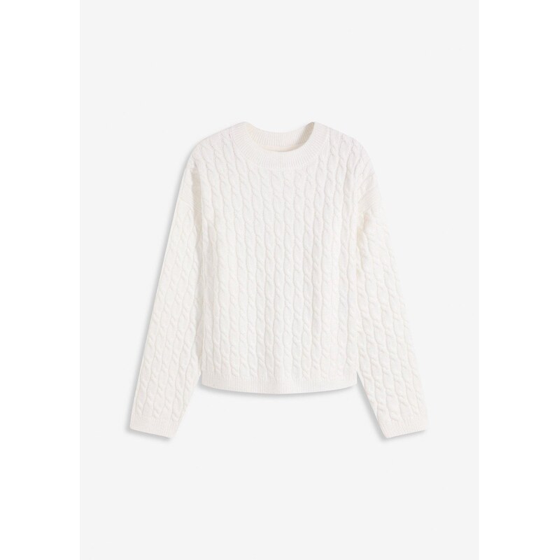 bonprix Pulóver s osmičkovým vzorom, farba biela 65432276