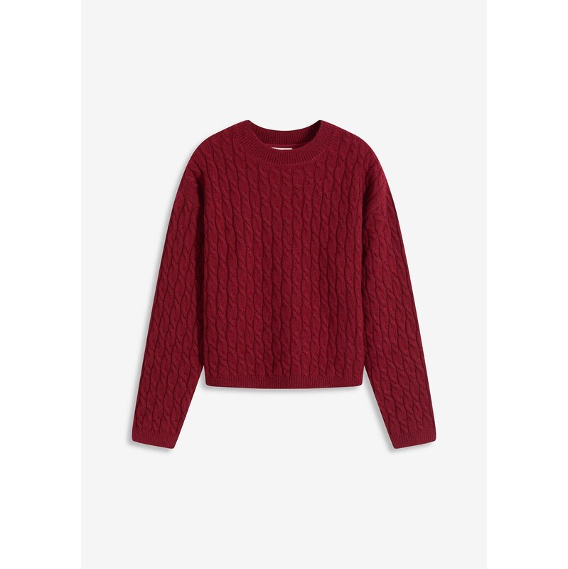 bonprix Pulóver s osmičkovým vzorom, farba červená 65432277