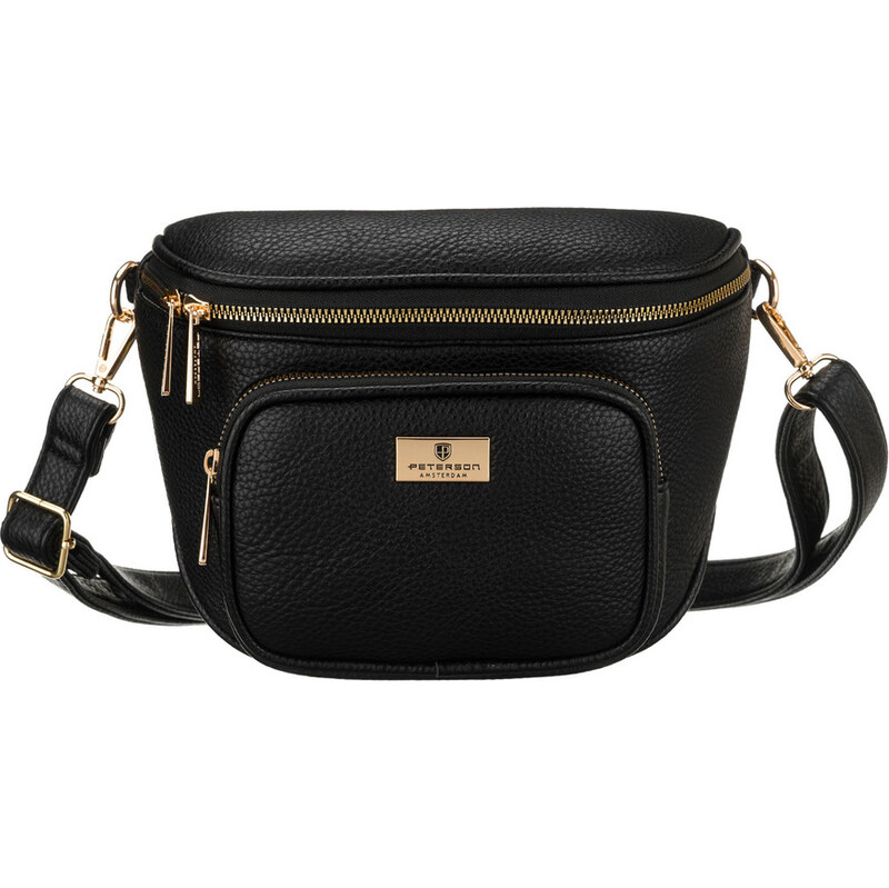 Peterson Čierna dámska koženková ľadvinka s nastaviteľným popruhom PTN 65434289