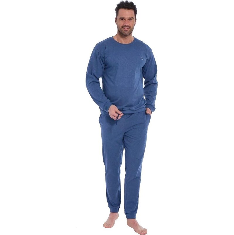 Cornette Modré melanž pánske dlhé pyžamo 322/288 Lofoten 2 dł/r M-2XL 65434294