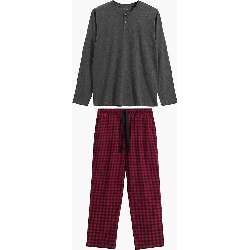 Atlantic Pánske dlhé bavlnené pyžamo so vzorovanými nohavicami NMP-394 65434306