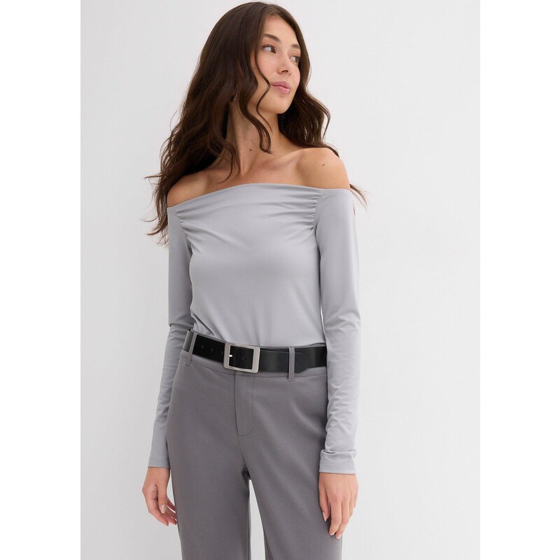 bonprix Carmen tričko z ľahkého džerseju, farba šedá 65431774
