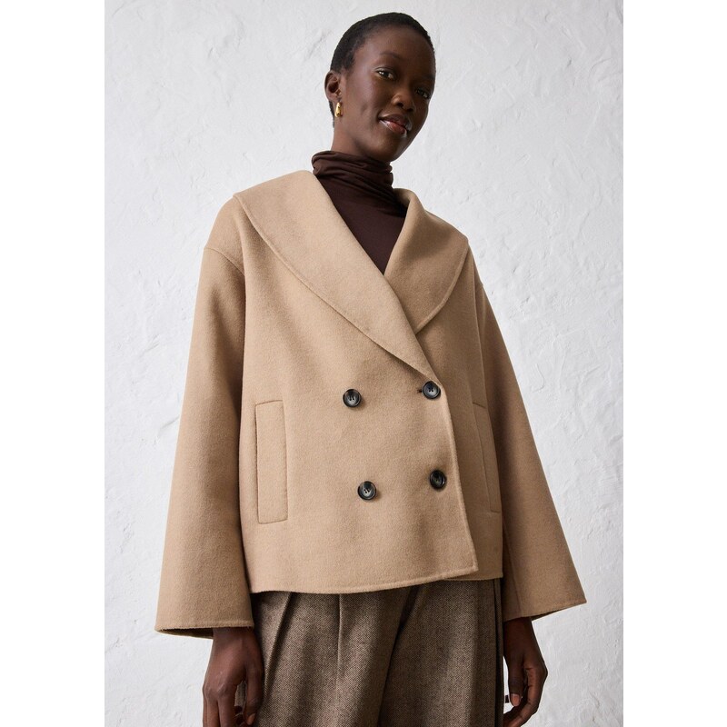 bonprix Bunda z mäkkého vlneného mixu, farba béžová 65431793