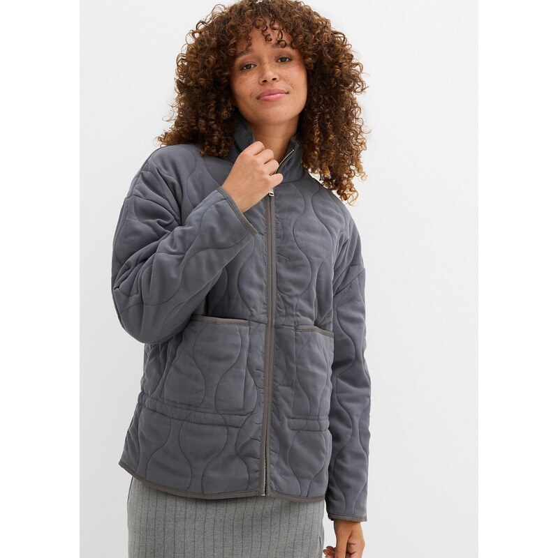 bonprix Prešívaná bunda oversized, farba šedá 65431929