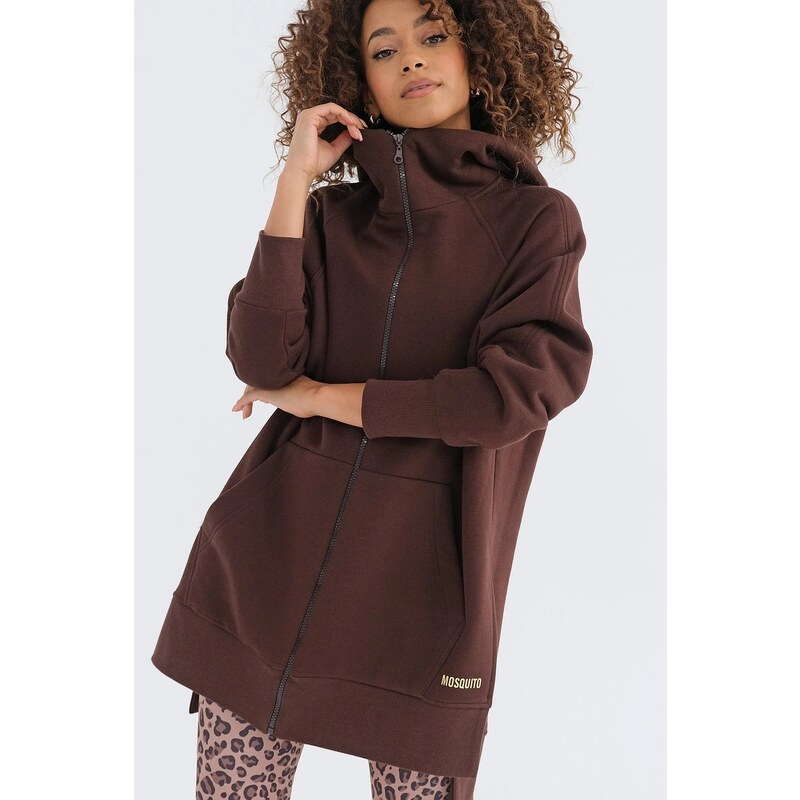 Mosquito Dámska dlhá mikina na zips s kapucňou Heet Dark Brown hnedá, 65432395