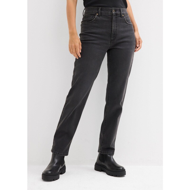 bonprix Džínsy Slim Fit, High Waist, cropped, farba šedá 65432002