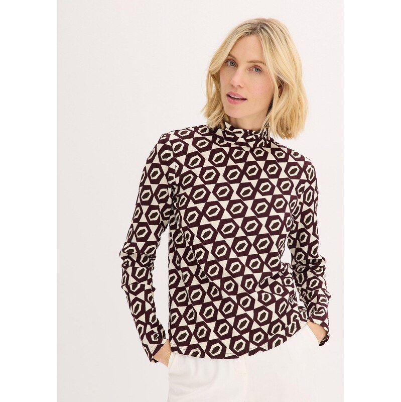 bonprix Tričko so stojačikom a štruktúrou, farba biela 65432025