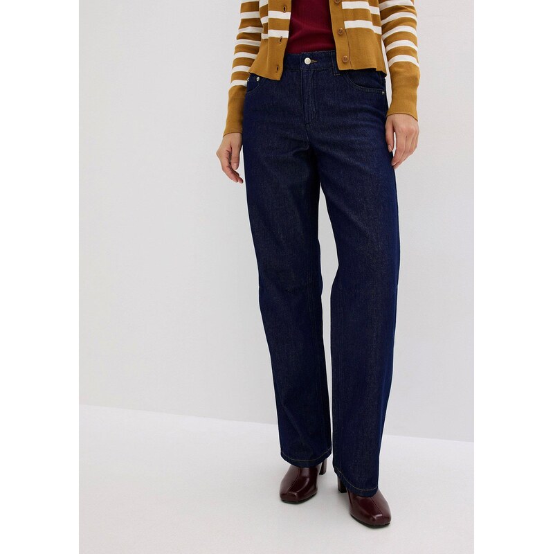 bonprix Rovné džínsy, stredná výška pásu, farba modrá 65432036