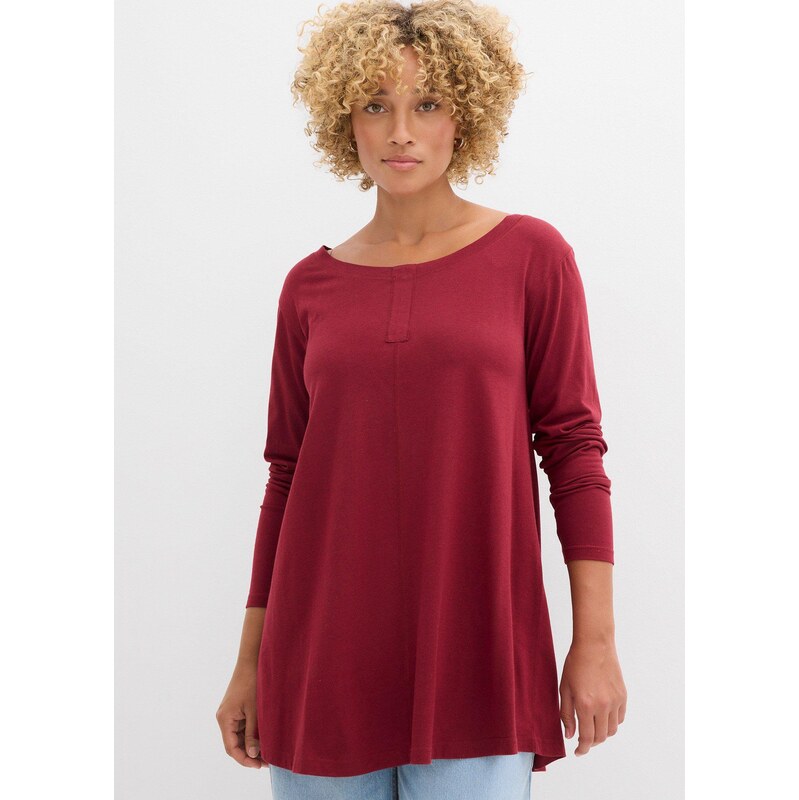 bonprix Tričko s dlhým rukávom, z bavlneného viskózového mixu, farba 65670377