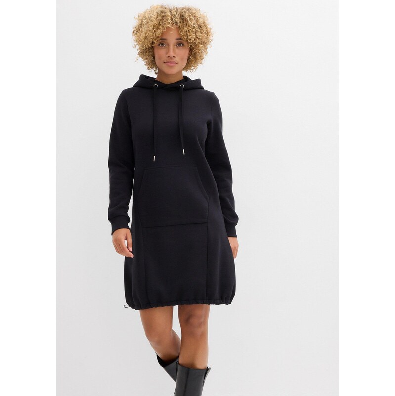 bonprix Mikinové šaty z bavlneného mixu, farba čierna 65432186