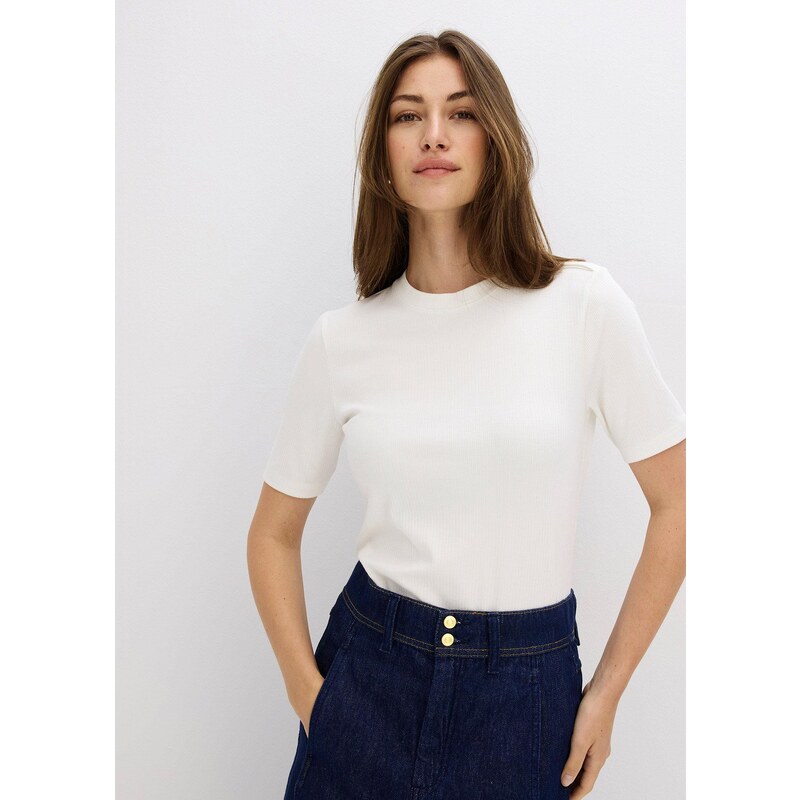 bonprix Vrúbkované tričko z jemného viskózového mixu, farba biela 65432283