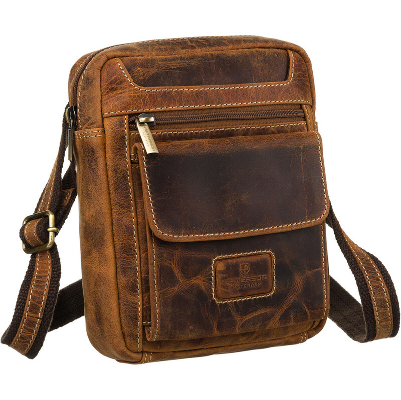 Malá pánska hnedá kožená crossbody taška Peterson s množstvom 65432982
