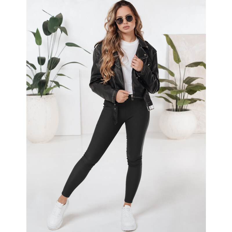 BASIC Čierne dámske látkové legíny s vreckami UY2732 65434303