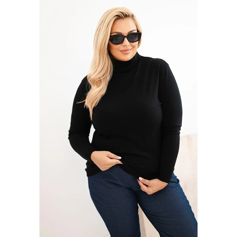 Kesi Włoski Dámsky sveter Plus Size z viskózy klasického strihu čierny 65441632