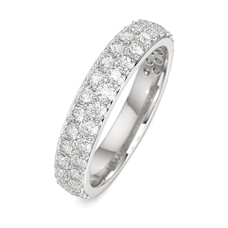 Dámska obrúčka z bieleho zlata so zirkónmi – 3,5 mm,dvojradový dizajn 65441696