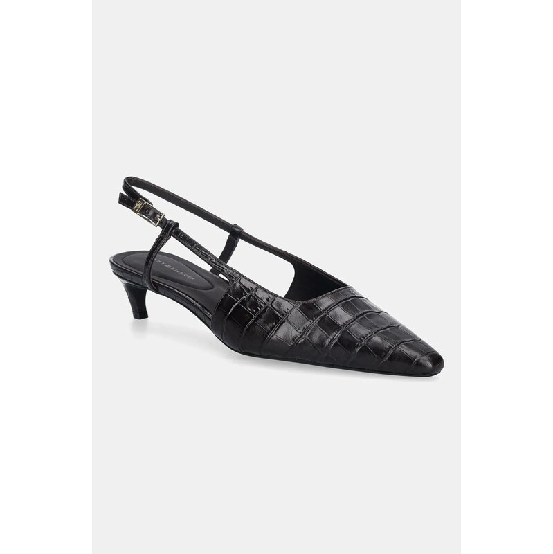 Kožené lodičky Tommy Hilfiger CROC SLINGBACK SLANTED HEEL 65468185