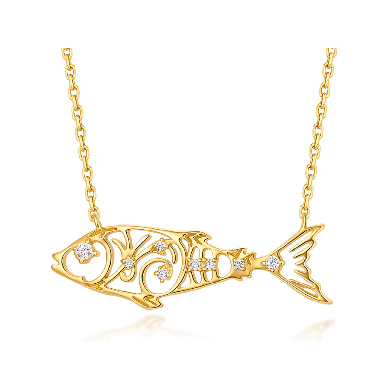 Olivie Strieborný náhrdelník ZLATÁ RYBKA 9574 65463364