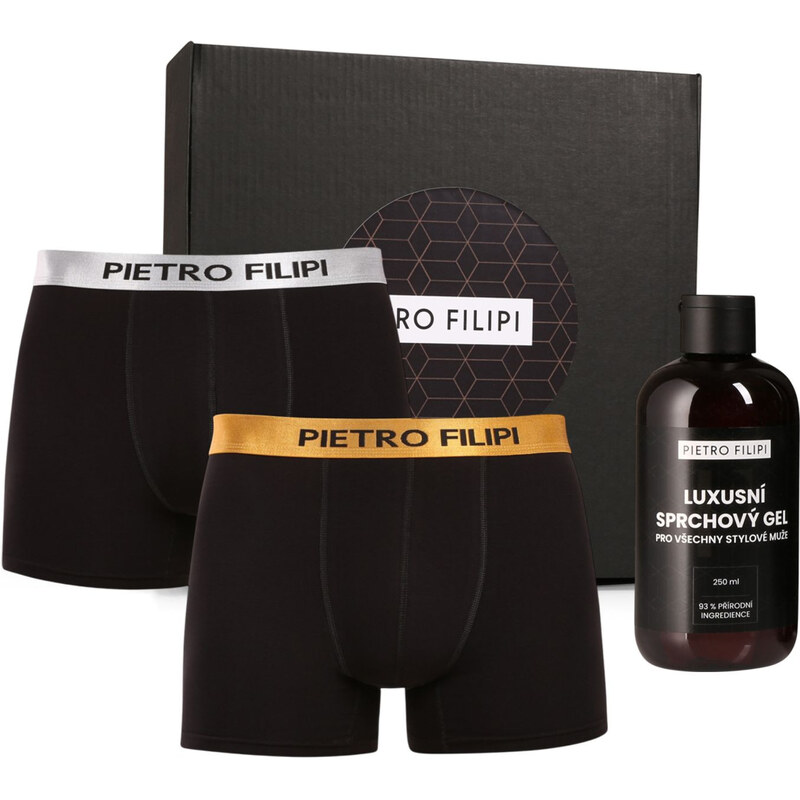 Pánska darčeková sada 2PACK boxerky Metalic a sprchový gel Pietro 65442746