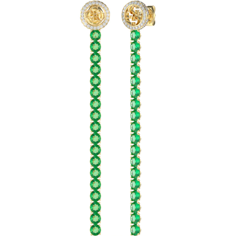 Guess Výrazné pozlátené náušnice so zelenými kryštálmi Paradise 66594580