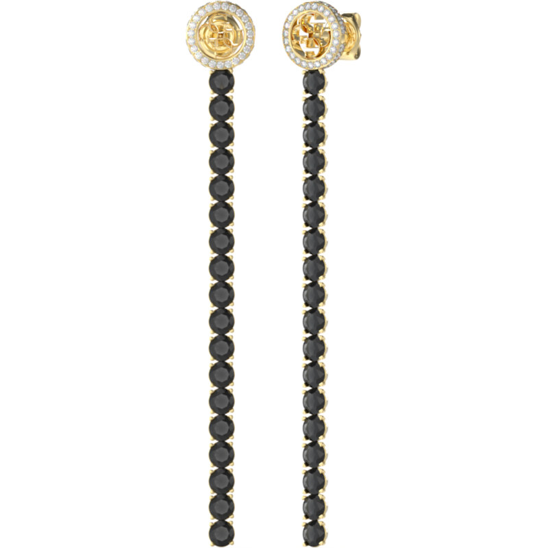 Guess Výrazné pozlátené náušnice s čiernymi kryštálmi Paradise 66594065