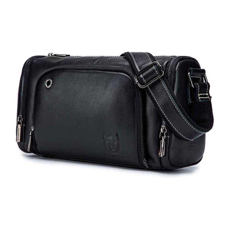 Bullcaptain pánska kožená Travel taška Ernest Čierna 65227016