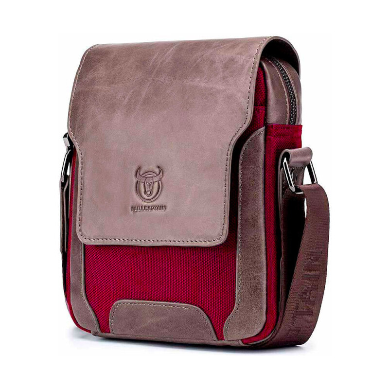 Bullcaptain pánska kožená messenger taška Rainier Šedá 65226950