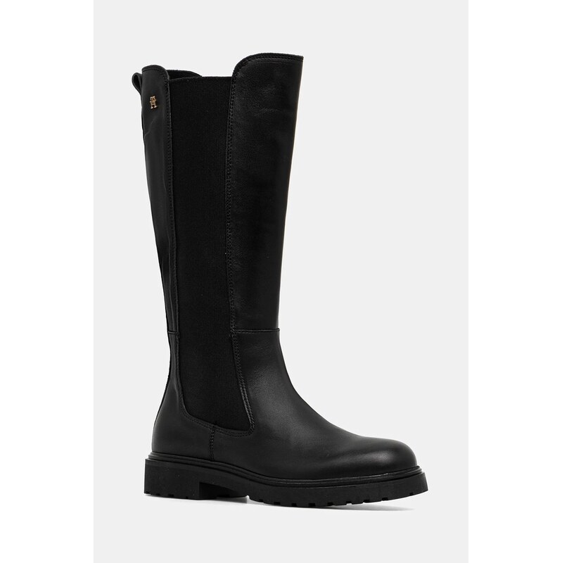 Kožené čižmy Tommy Hilfiger TH LTHR CLEATED LONG BOOT 65453631