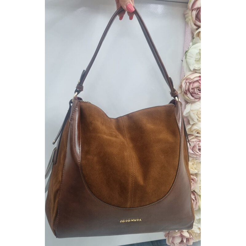 E-shop Katrins Fashion Hnedá kabelka z brúsenej kože Coconuda