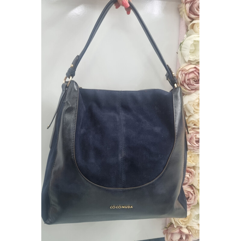 Katrins Fashion Modrá kabelka z brúsenej kože Coconuda 65453670