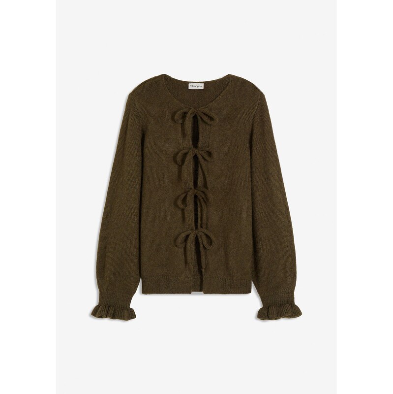 bonprix Oversize-pletený sveter z mäkkého vlneného mixu, farba zelená 65454465