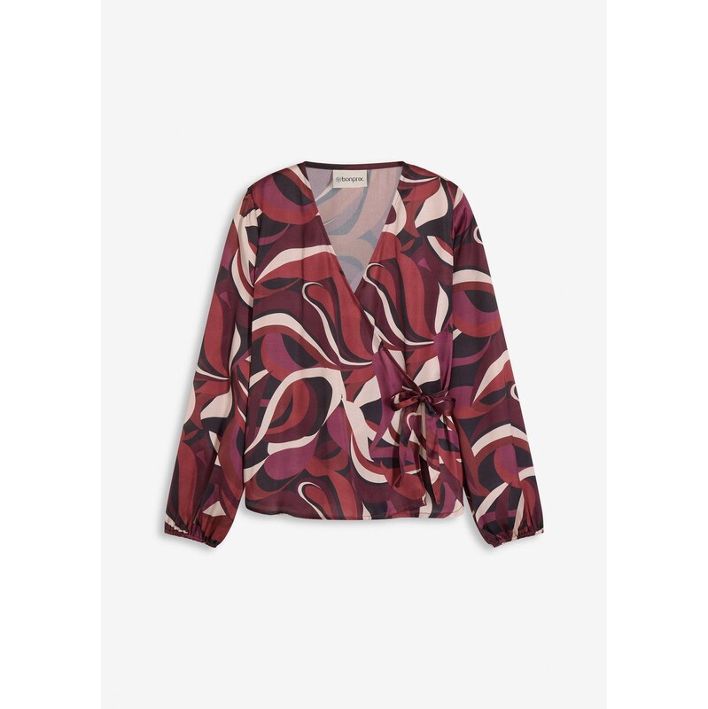 bonprix Zavinovacia blúzka z padavého saténu, farba hnedá 65454467