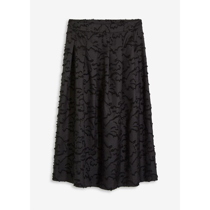 bonprix Midi sukňa zo štruktúrovaného materiálu, farba čierna 65454494