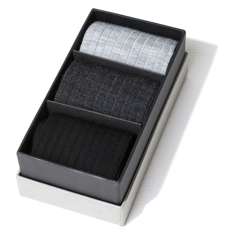 Steven Krabice 3 páry - pánske vlnené ponožky 175 65455123