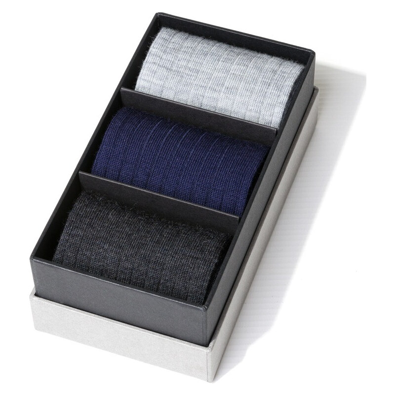 Steven Krabice 3 páry - pánske vlnené ponožky 175 65455124