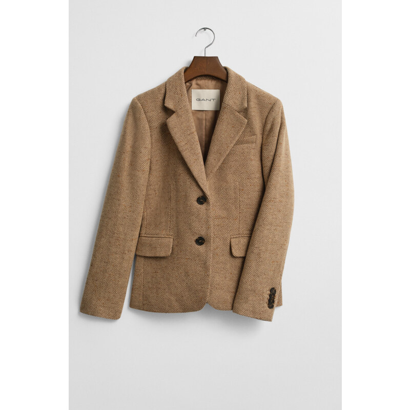 SAKO GANT SLIM WOOL BLEND HERRINGBONE BLAZER ROASTED WALNUT 64936766