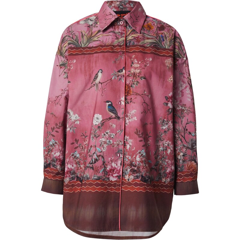 miss goodlife Blúzka Cherry Blossom tmavošedá / jedľová / rosé / jasne 65774184